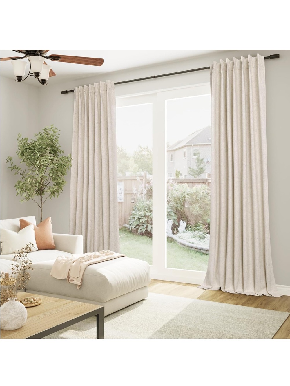 Neutral Beige Blackout Curtain Panels - 2 panels 40” x 108” - Picture 2 of 6